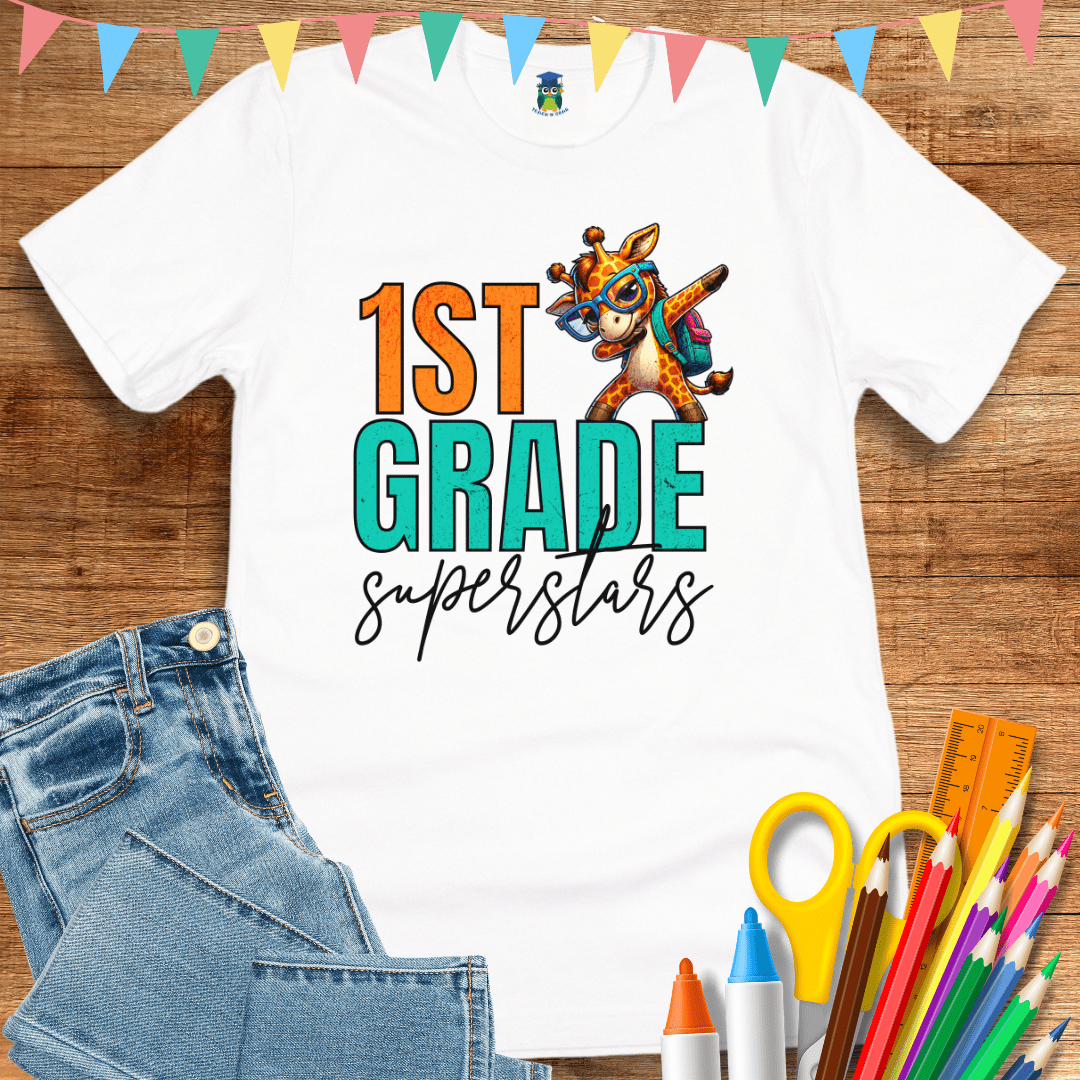 1st Grade Superstars Teacher T-Shirt - teachngear