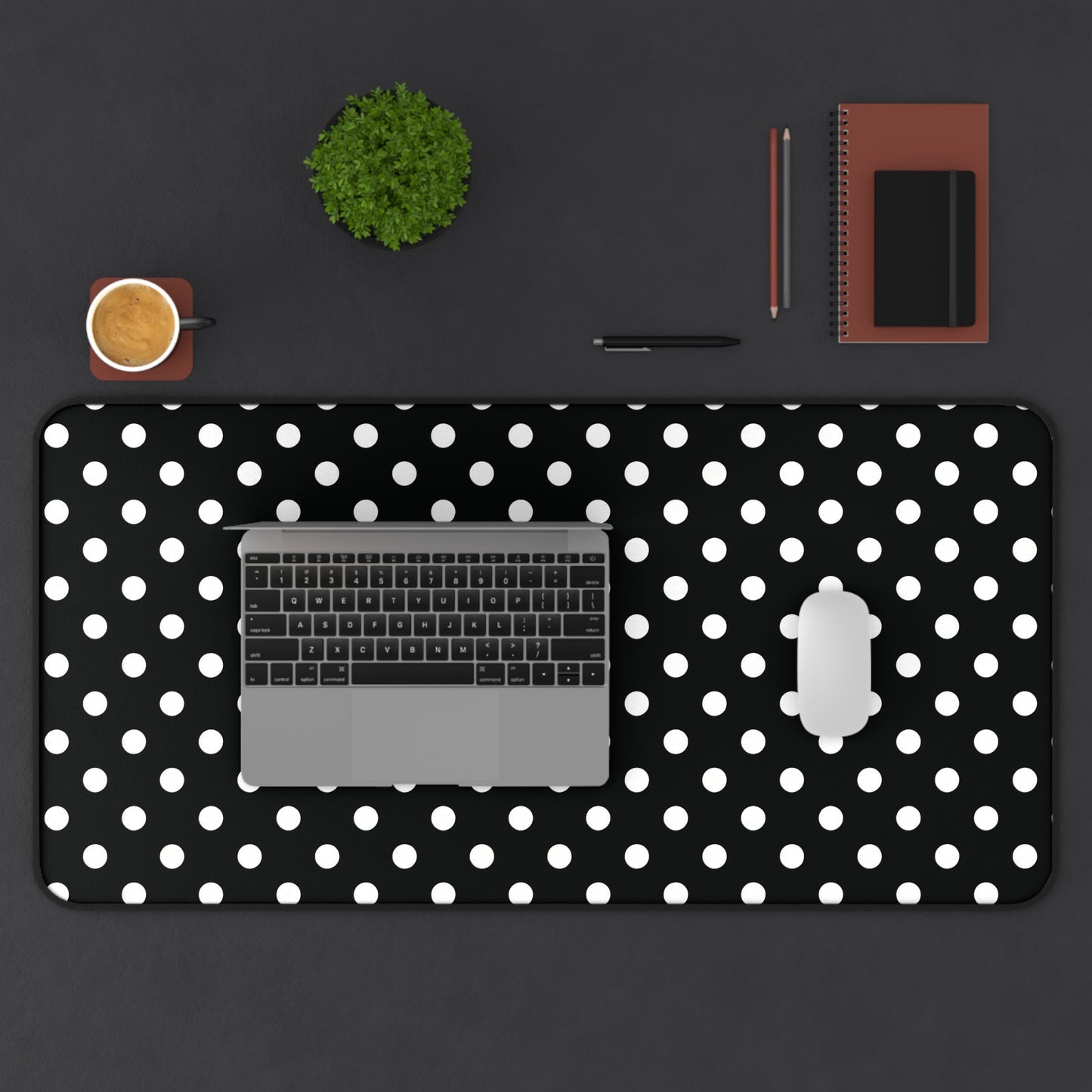 Black and White Spots Teacher Desk Mat