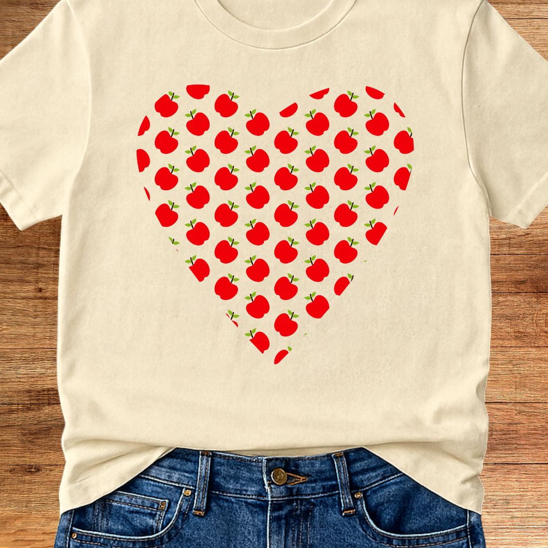 Apples Heart Teacher T-Shirt - teachngear