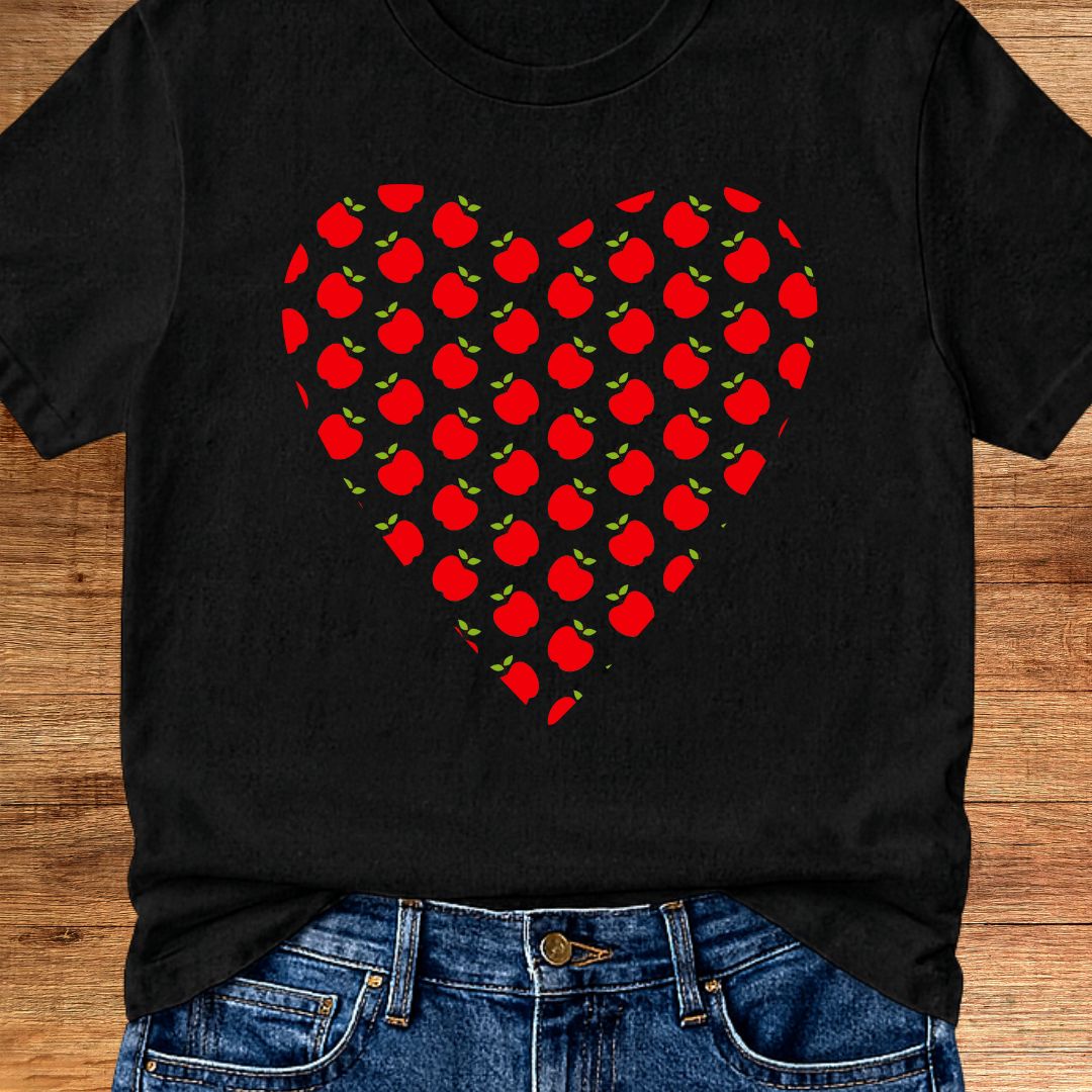 Apples Heart Teacher T-Shirt - teachngear