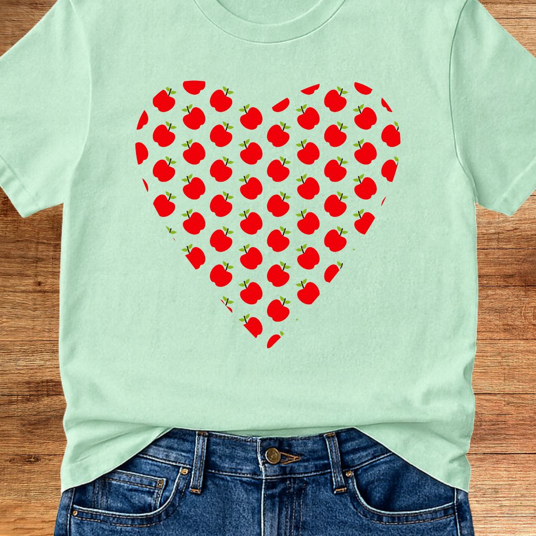 Apples Heart Teacher T-Shirt - teachngear