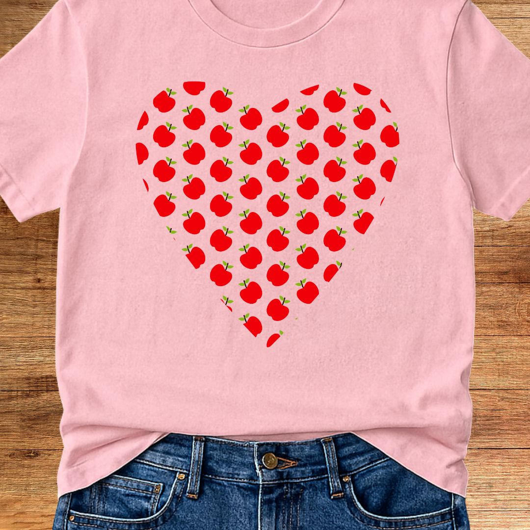 Apples Heart Teacher T-Shirt - teachngear