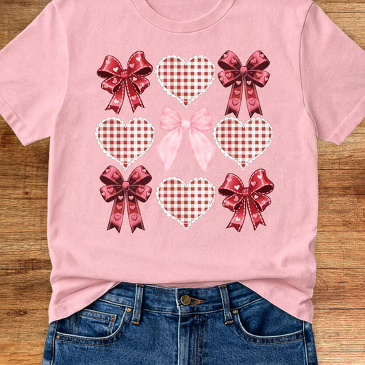 Bows and Hearts Valentines Teacher T-Shirt - teachngear