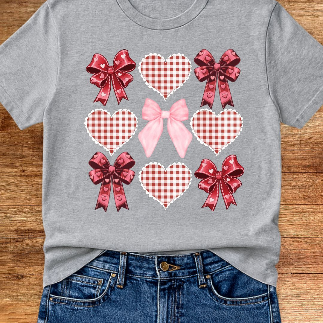 Bows and Hearts Valentines Teacher T-Shirt - teachngear