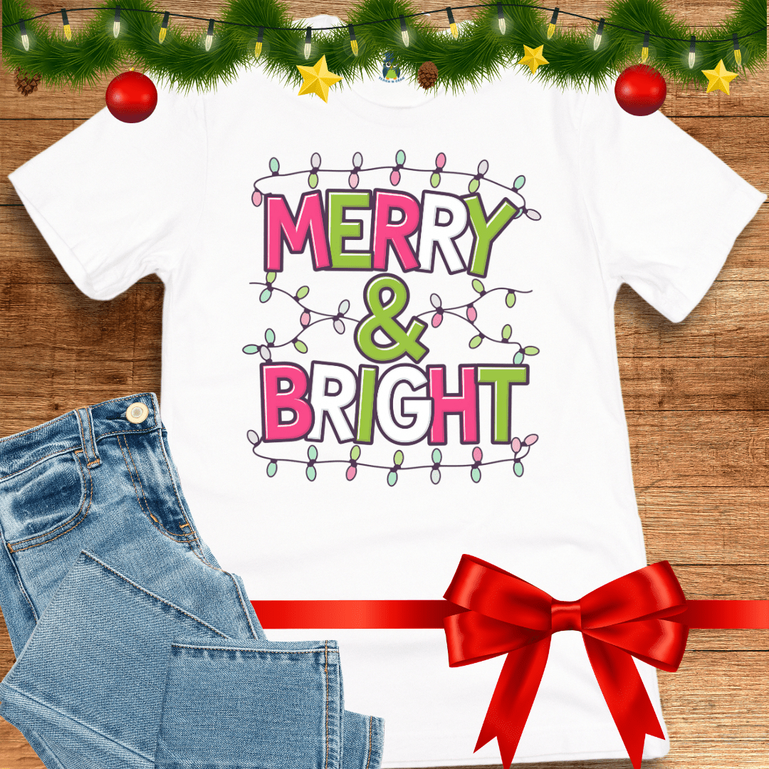 Christmas Merry and Bright Teacher Shirt - teachngear