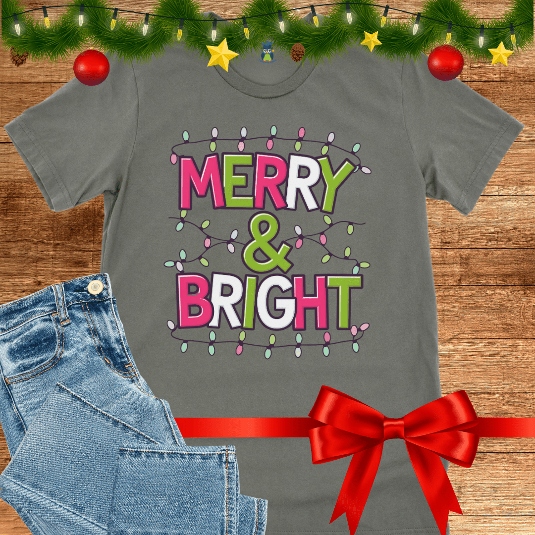 Christmas Merry and Bright Teacher Shirt - teachngear