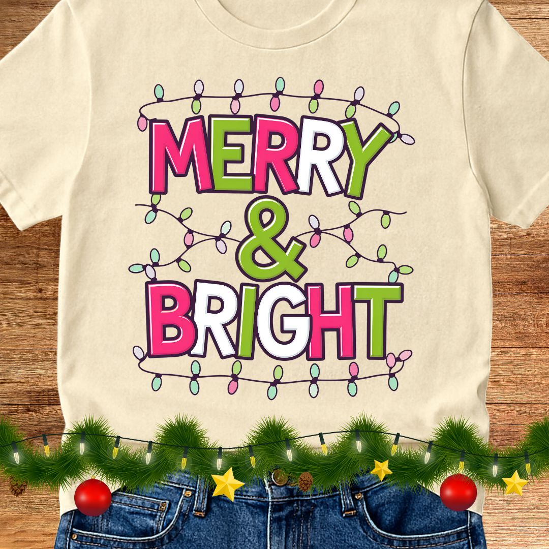Christmas Merry and Bright Teacher Shirt - teachngear