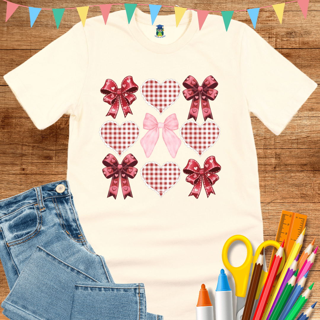 Coquette Bows Teacher T-Shirt - teachngear