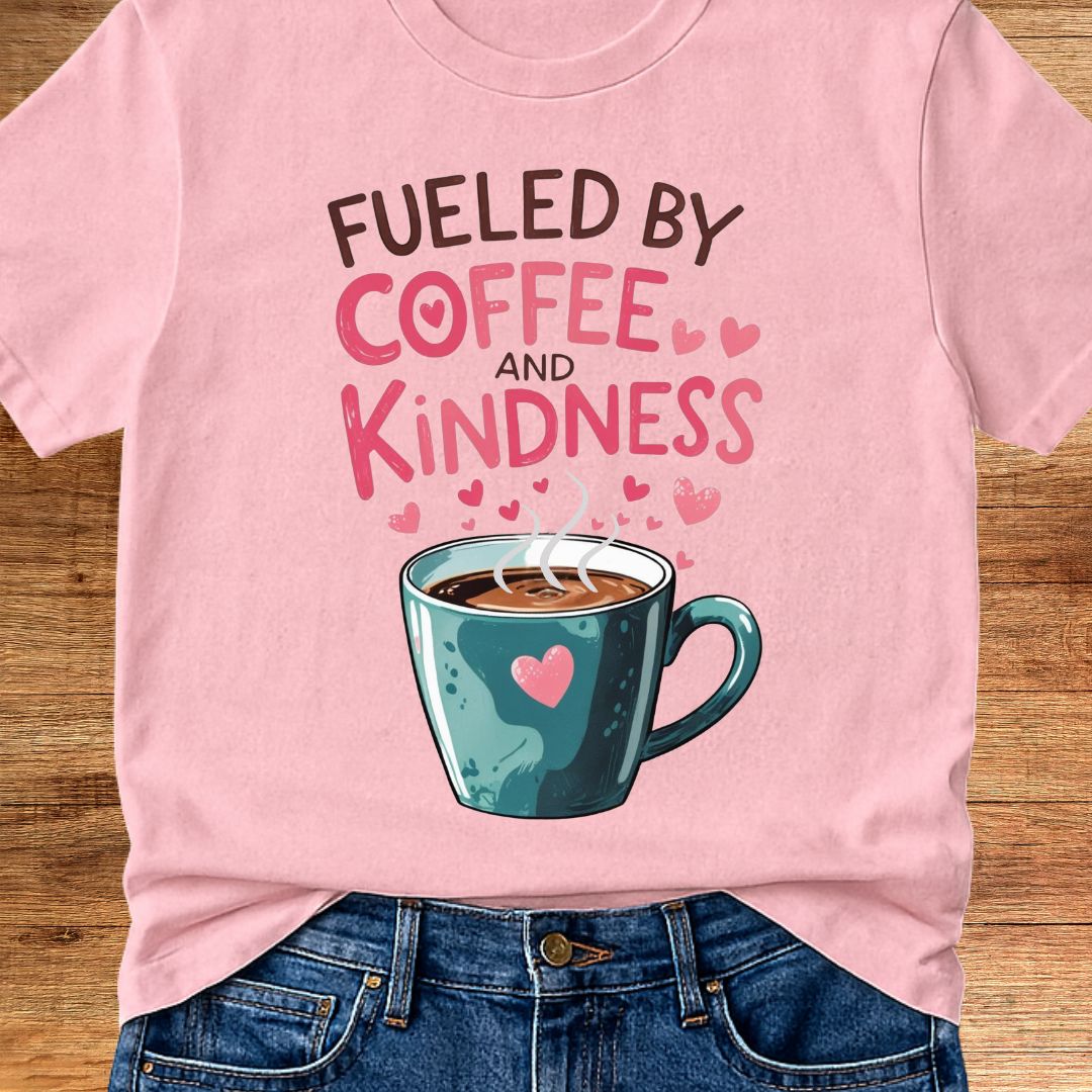 Fueled by Coffee and Kindness Teacher T-Shirt - teachngear