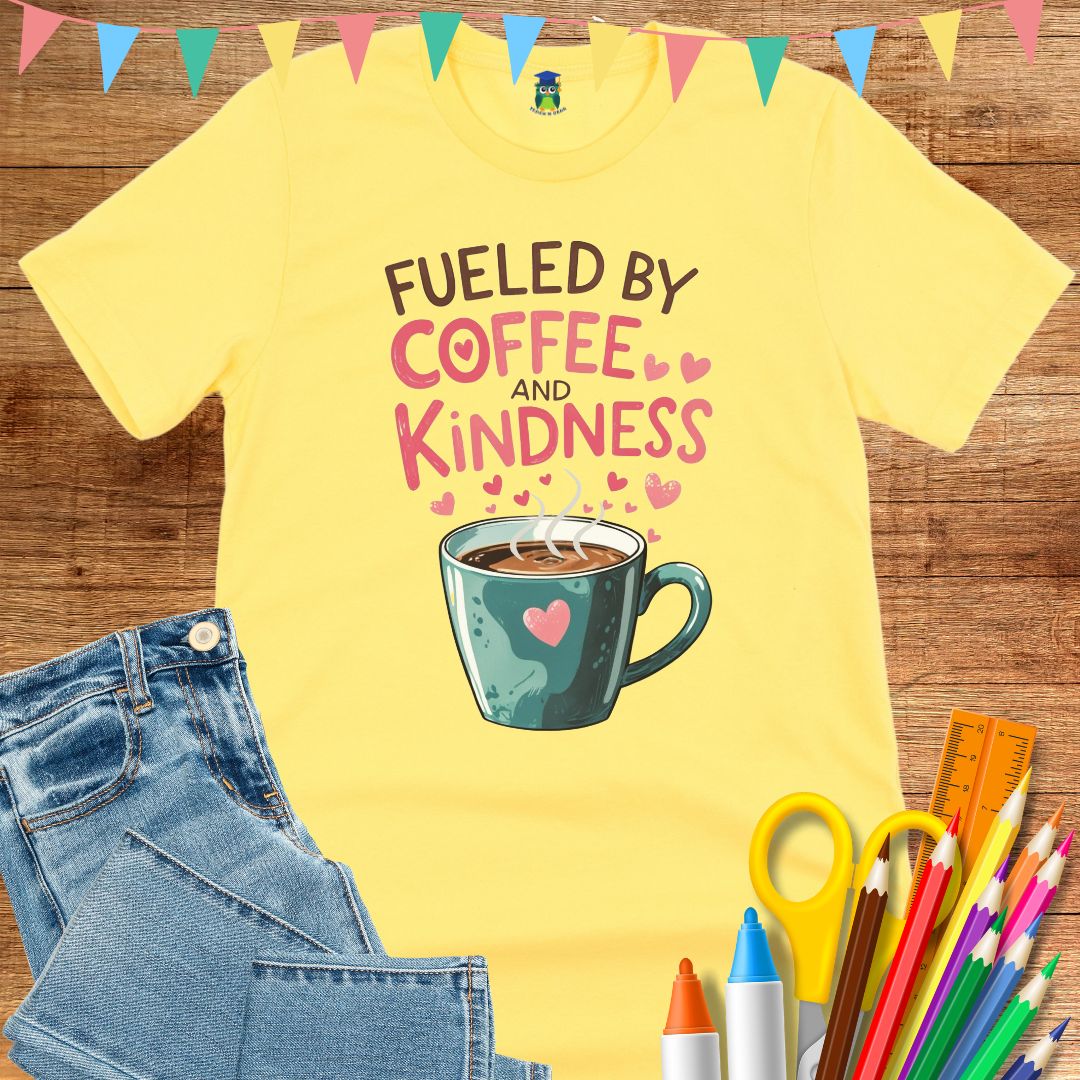 Fueled by Coffee and Kindness Teacher T-Shirt - teachngear