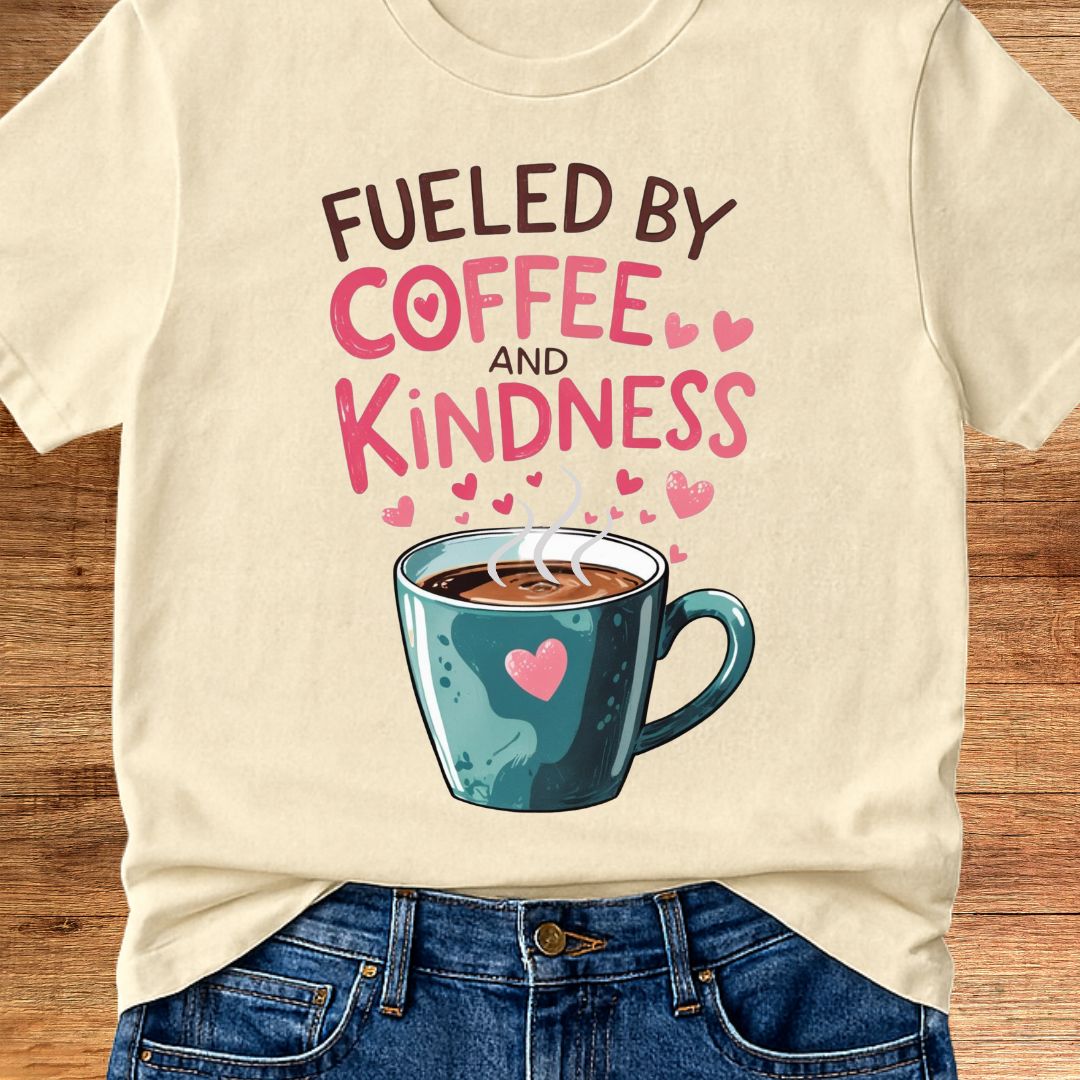 Fueled by Coffee and Kindness Teacher T-Shirt - teachngear