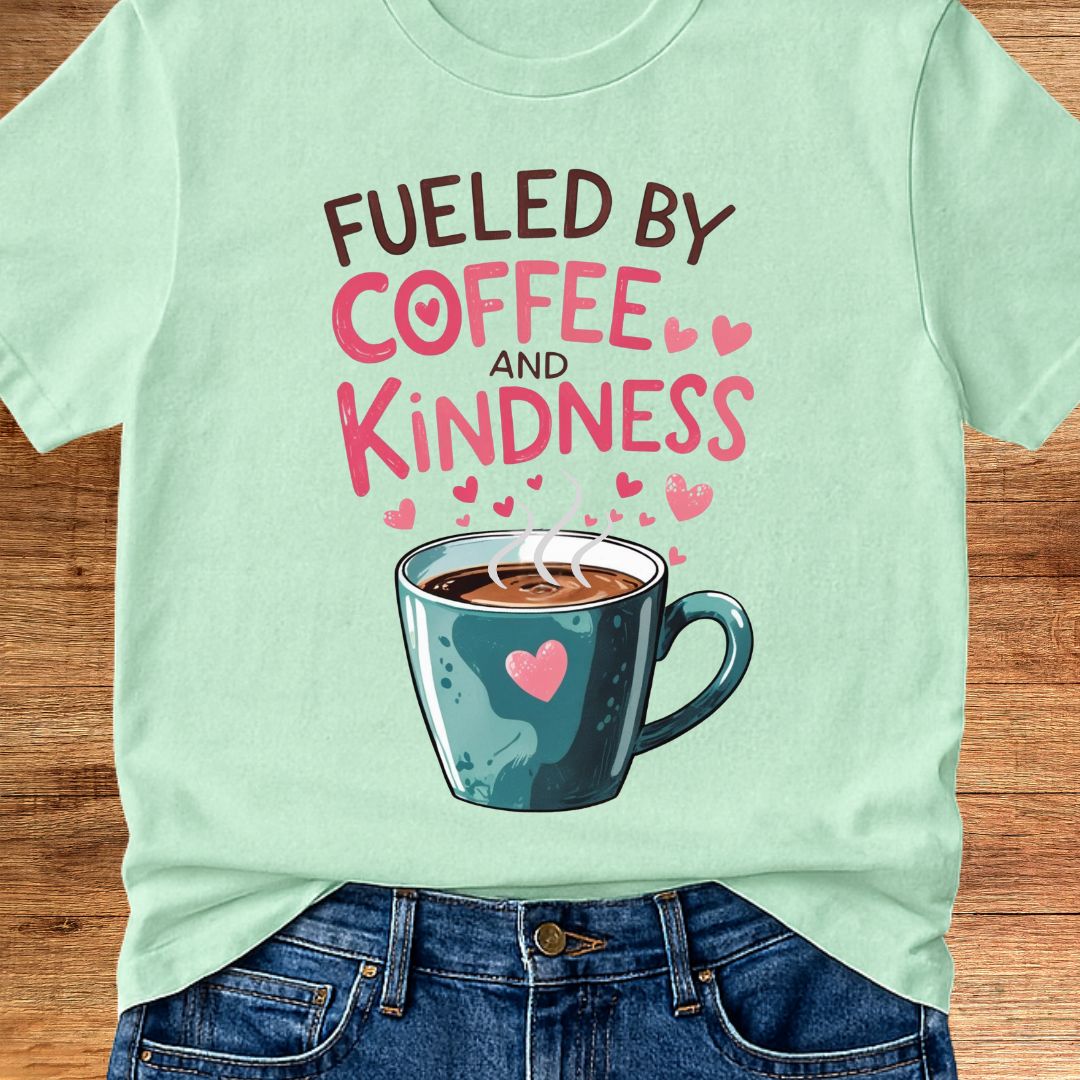 Fueled by Coffee and Kindness Teacher T-Shirt - teachngear