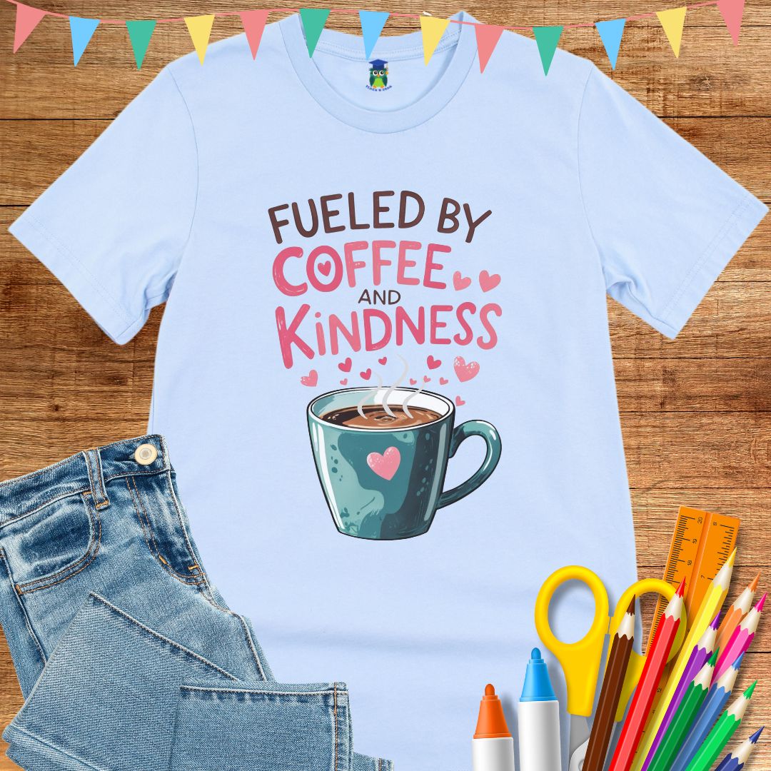 Fueled by Coffee and Kindness Teacher T-Shirt - teachngear