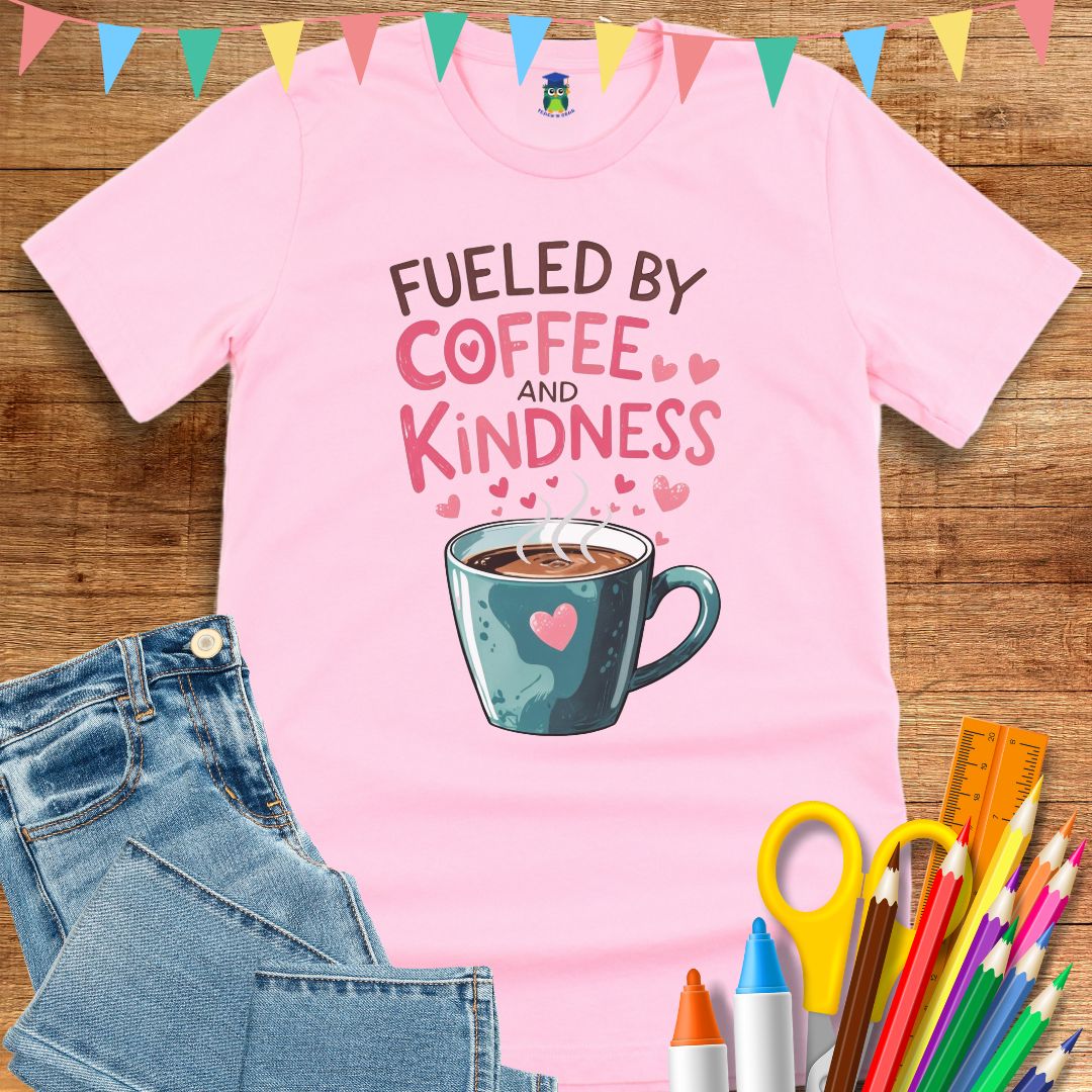 Fueled by Coffee and Kindness Teacher T-Shirt - teachngear