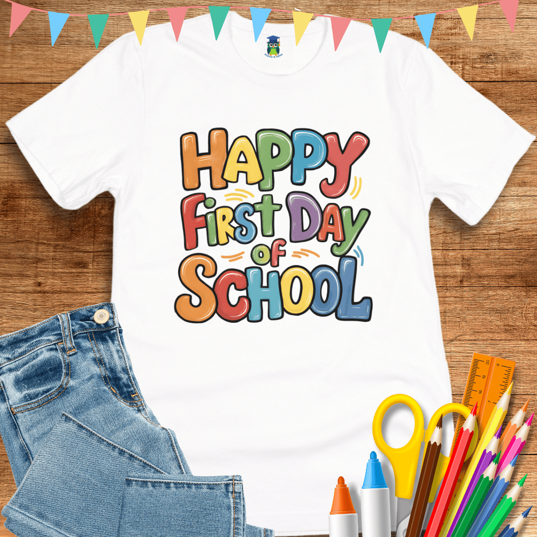 Happy First Day of School Teacher T-Shirt - teachngear