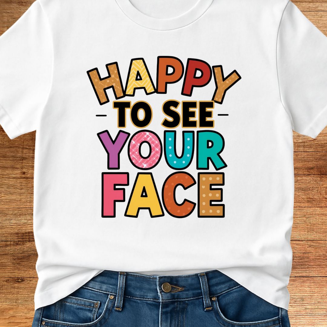 Happy to See Your Face Teacher T-Shirt - teachngear