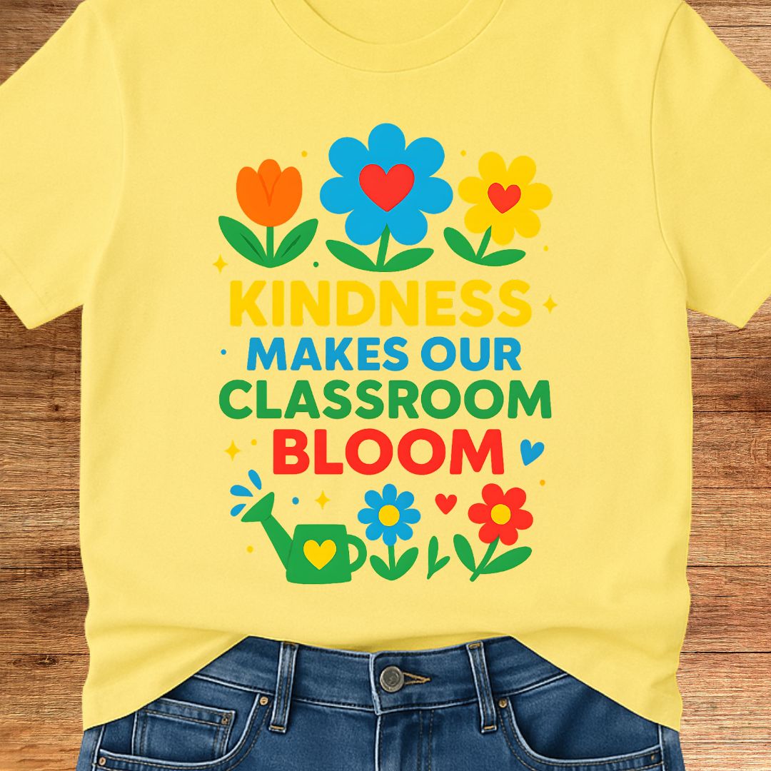 Kindness Classroom Bloom Teacher T-Shirt - teachngear