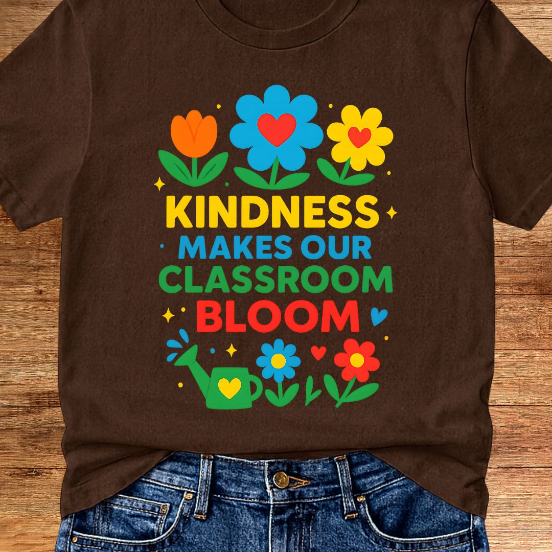 Kindness Classroom Bloom Teacher T-Shirt - teachngear