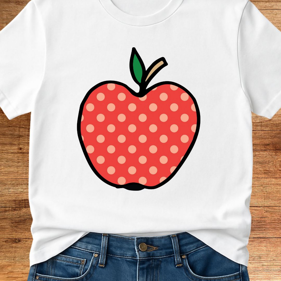 Large Spotty Apple Teacher T-Shirt - teachngear