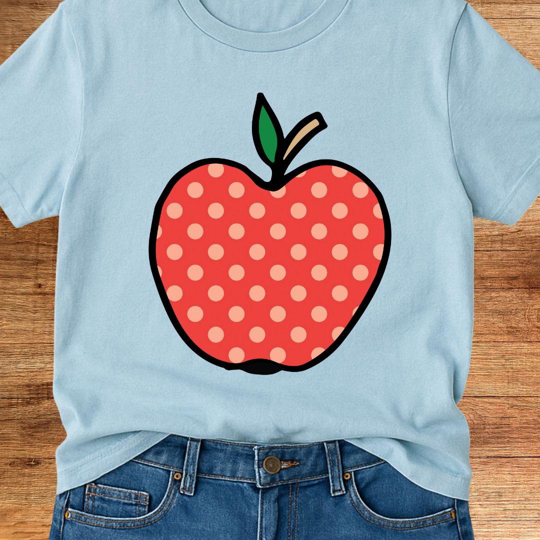 Large Spotty Apple Teacher T-Shirt - teachngear
