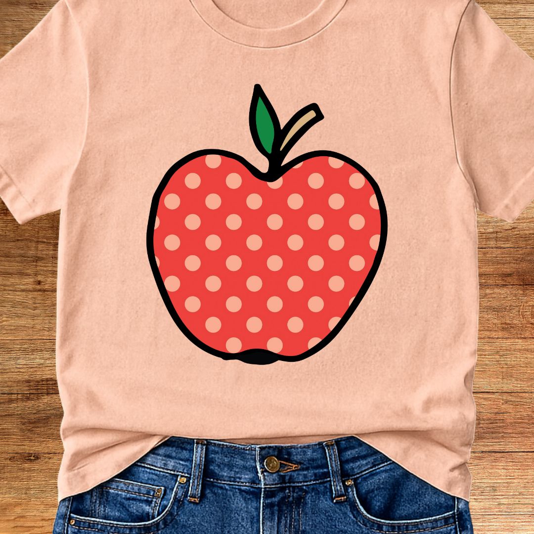 Large Spotty Apple Teacher T-Shirt - teachngear