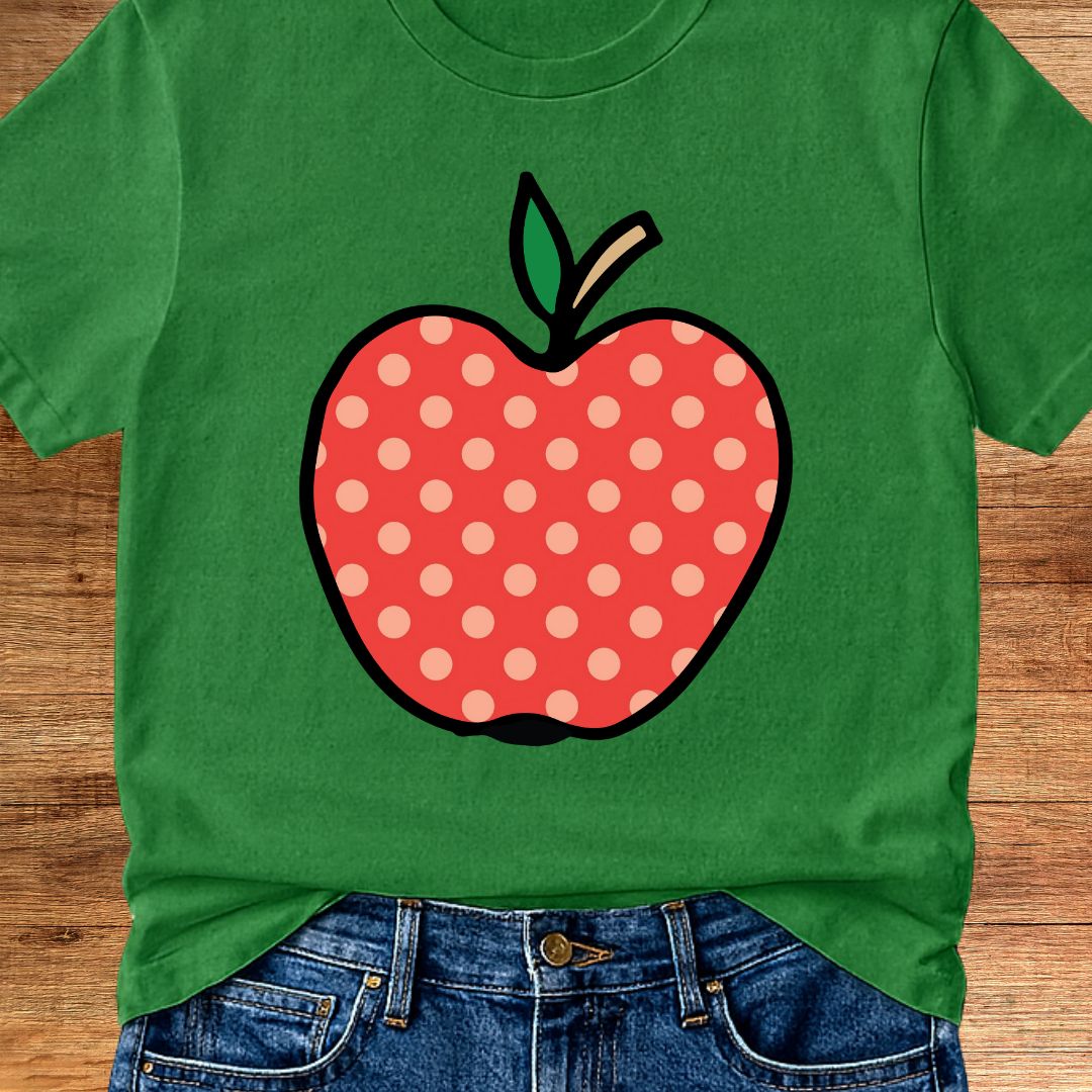Large Spotty Apple Teacher T-Shirt - teachngear