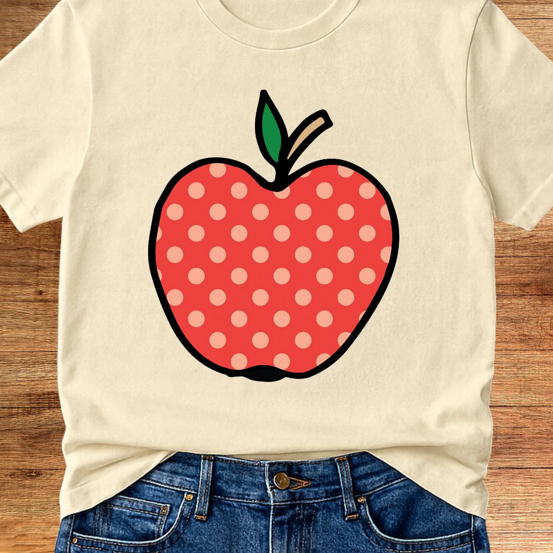 Large Spotty Apple Teacher T-Shirt - teachngear