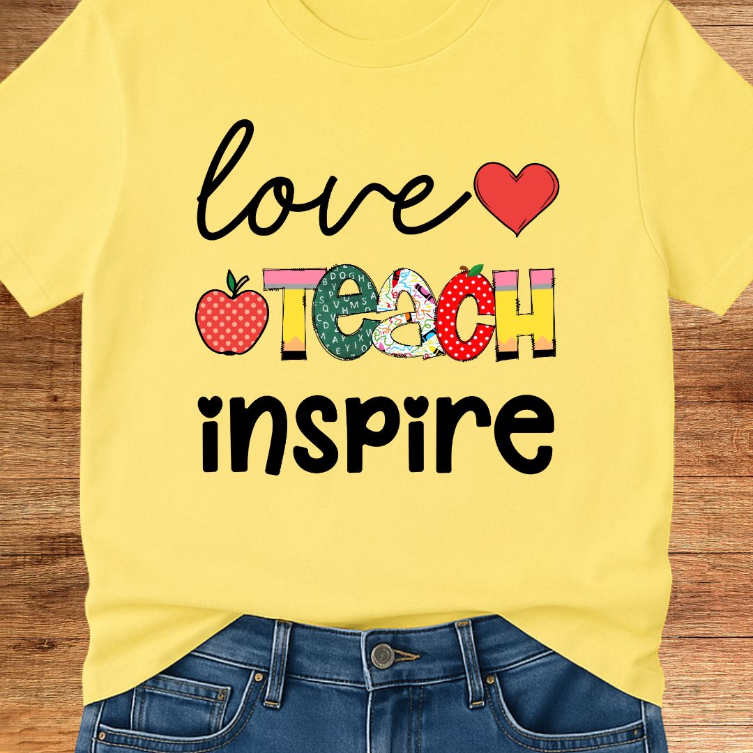 Love Teach Inspire Teacher T-Shirt - teachngear