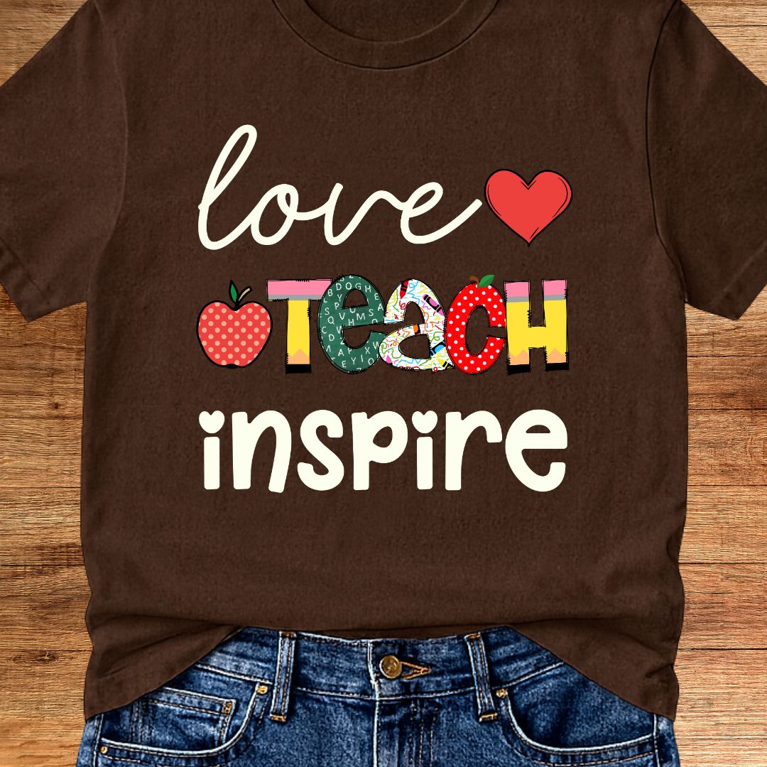 Love Teach Inspire Teacher T-Shirt - teachngear