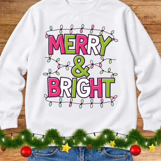 Merry and Bright Christmas Sweatshirt - teachngear