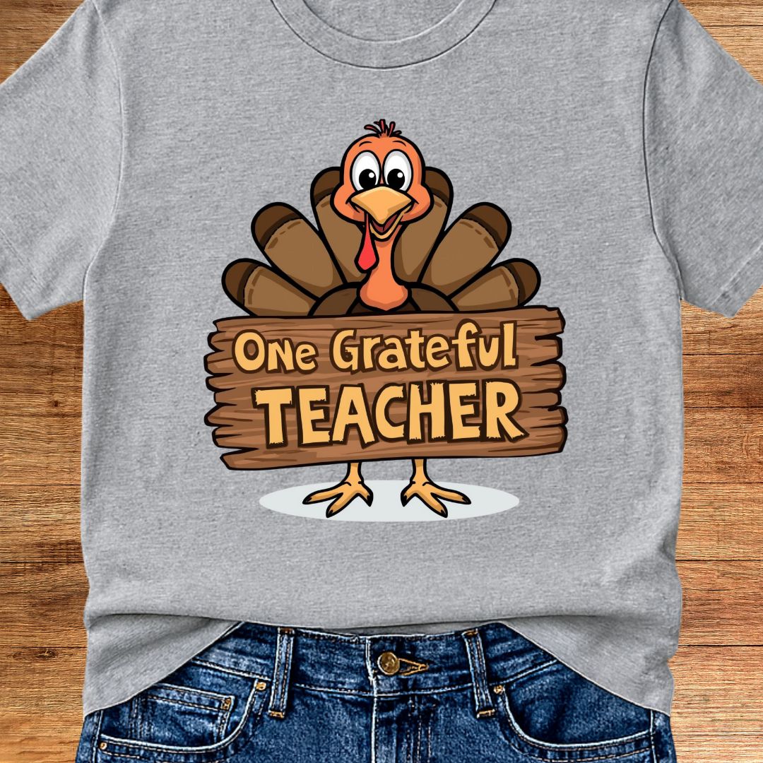 One Grateful Teacher Thanksgiving Teacher T-Shirt - teachngear