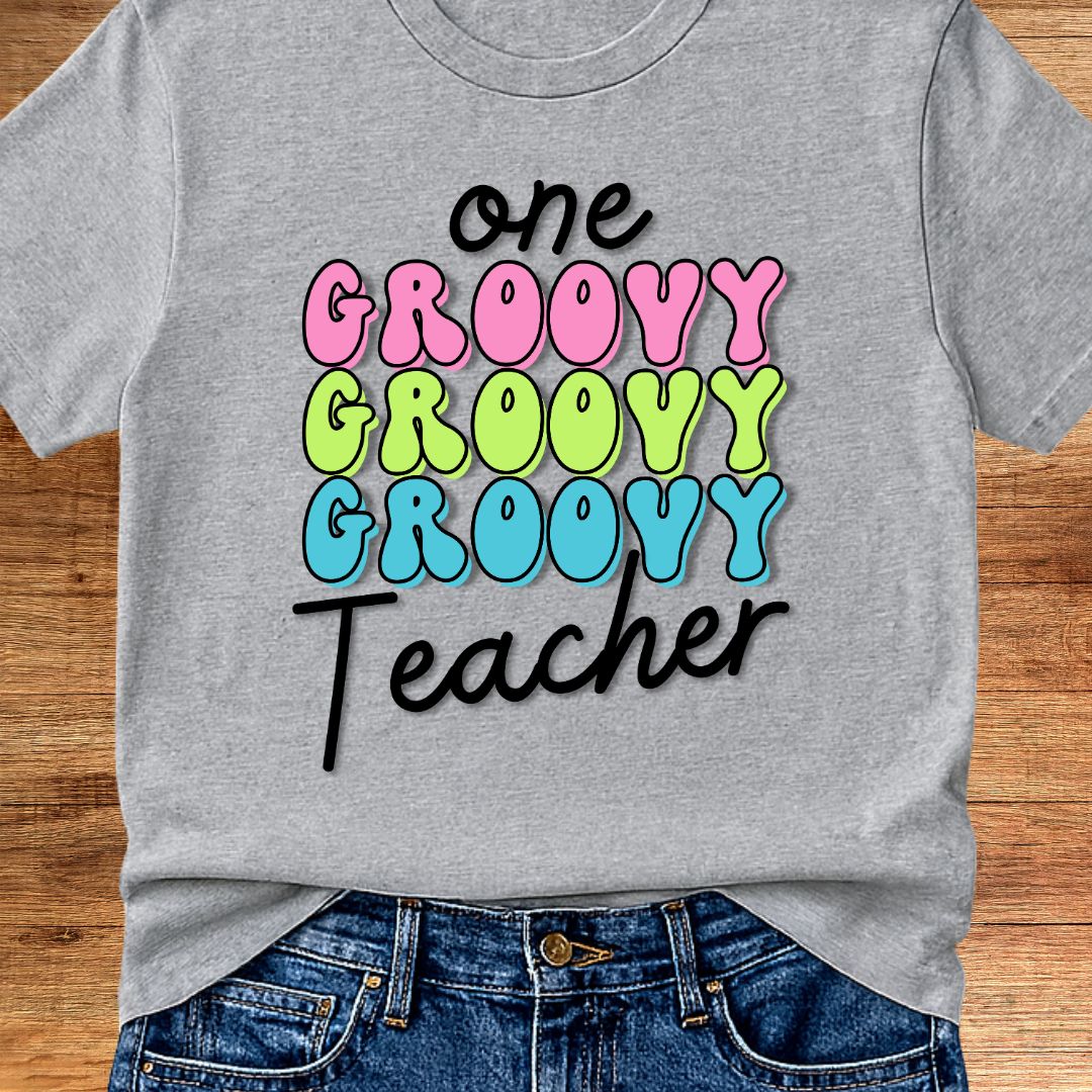 One Groovy Teacher T-Shirt - teachngear