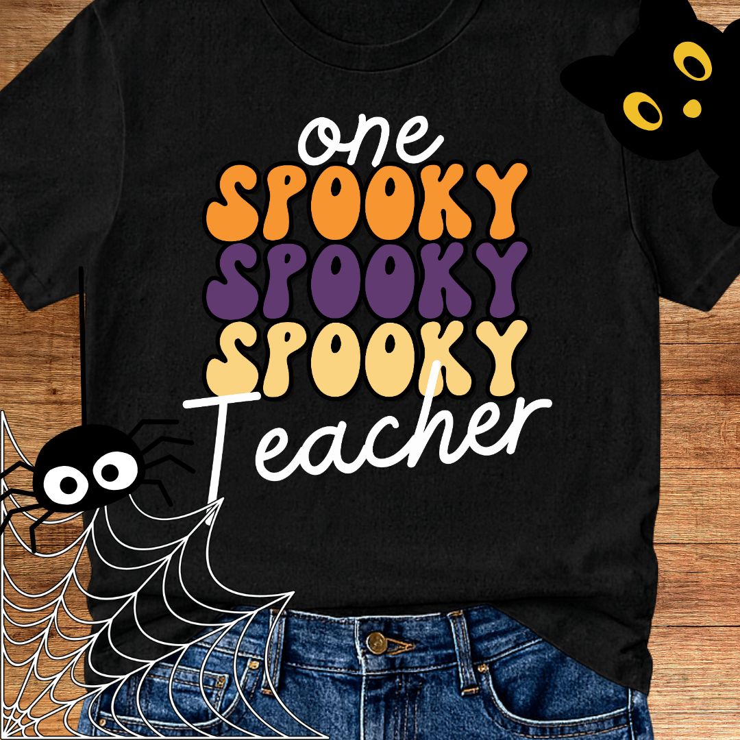 One Spooky Teacher Halloween Teacher T-Shirt - teachngear