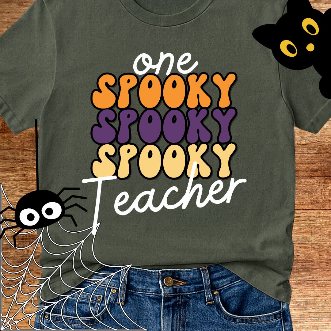 One Spooky Teacher Halloween Teacher T-Shirt - teachngear