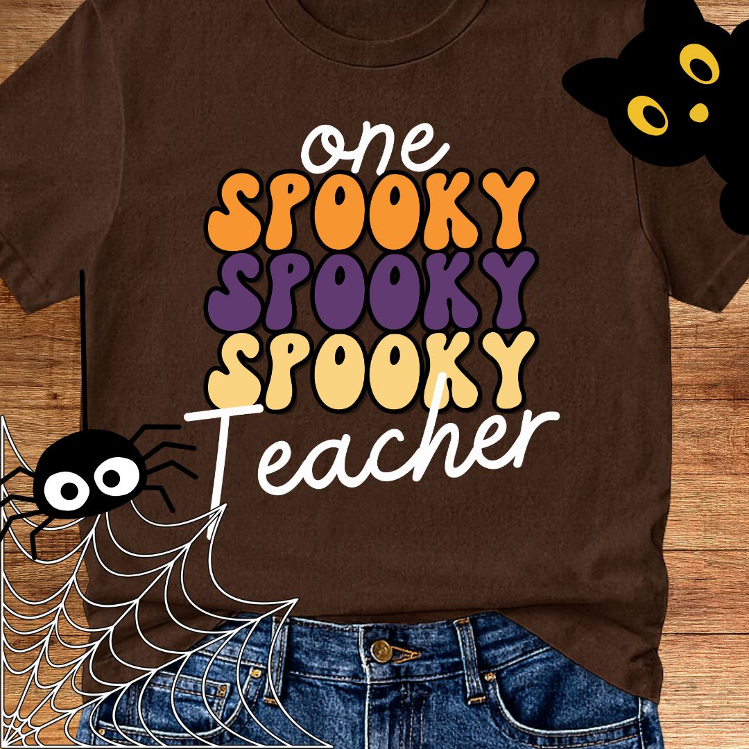 One Spooky Teacher Halloween Teacher T-Shirt - teachngear