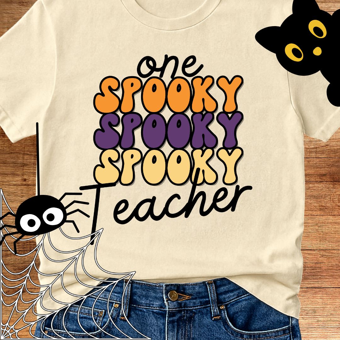 One Spooky Teacher Halloween Teacher T-Shirt - teachngear