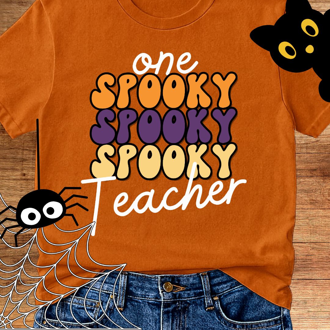 One Spooky Teacher Halloween Teacher T-Shirt - teachngear