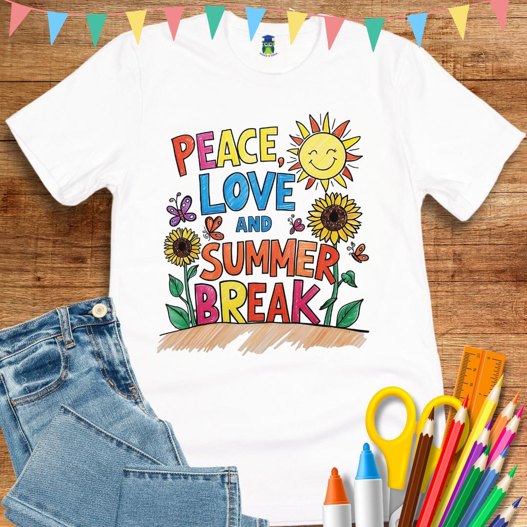 Peace, Love and Summer Break Teacher Shirt - teachngear