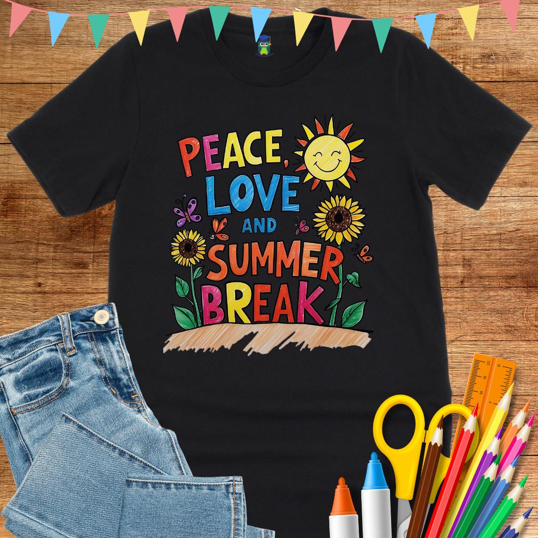 Peace, Love and Summer Break Teacher Shirt - teachngear
