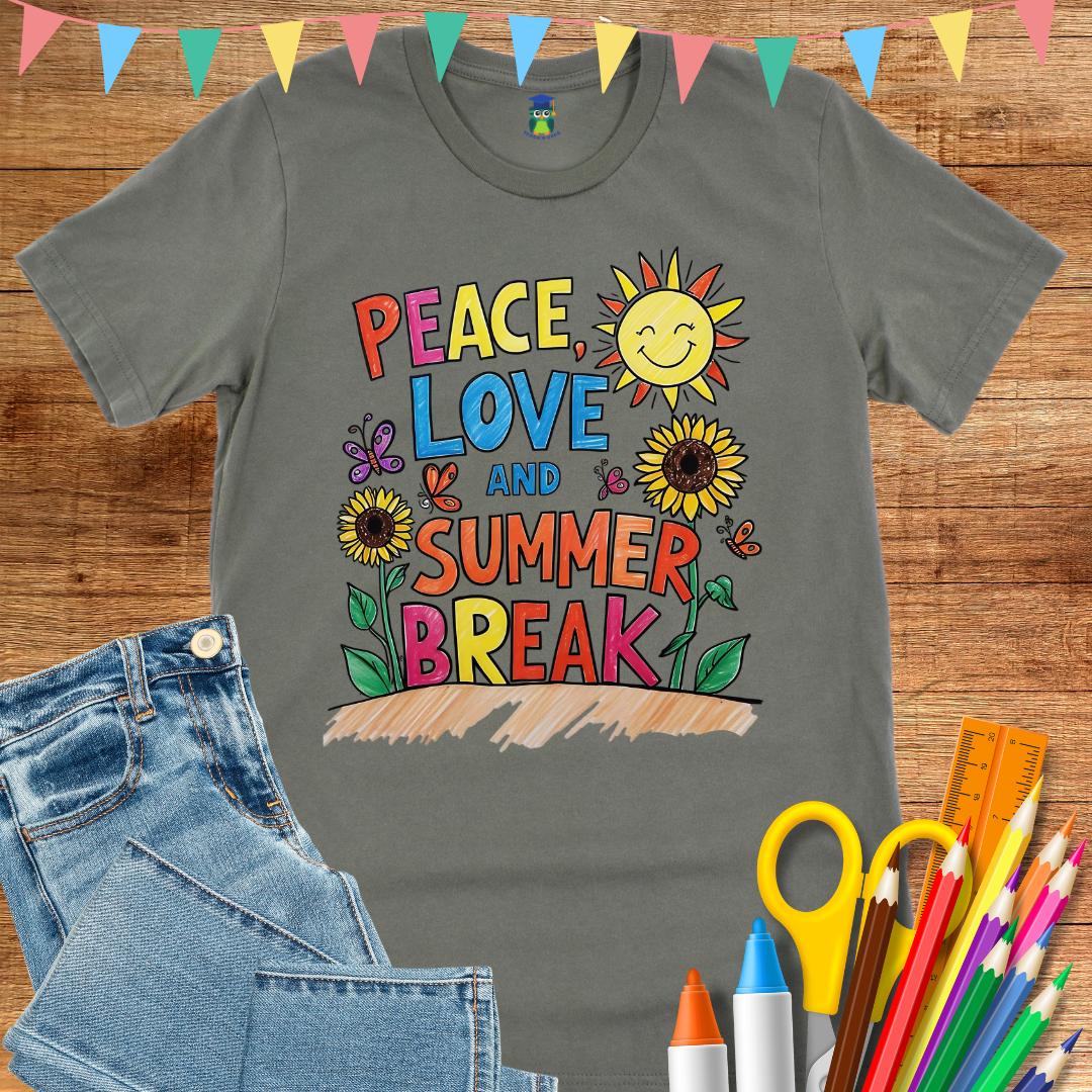 Peace, Love and Summer Break Teacher Shirt - teachngear