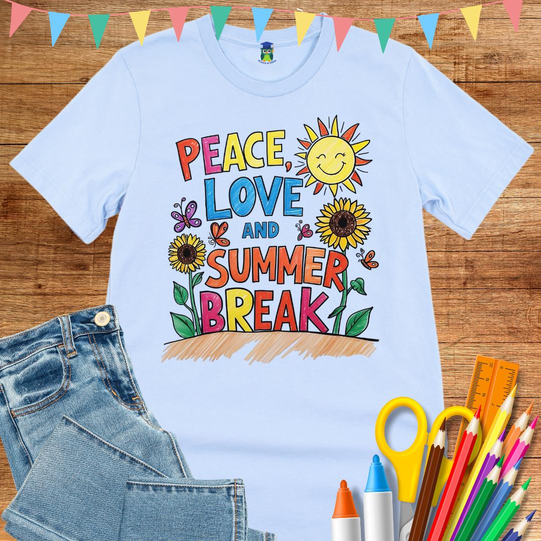 Peace, Love and Summer Break Teacher Shirt - teachngear