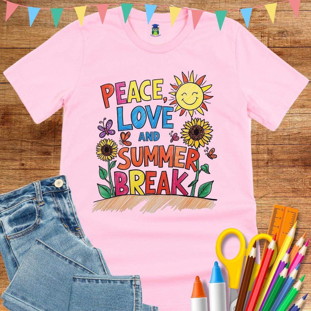 Peace, Love and Summer Break Teacher Shirt - teachngear