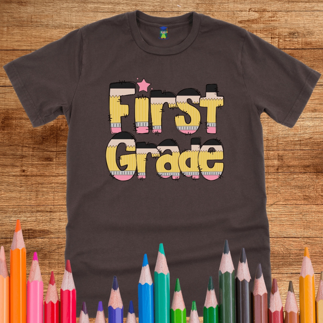 Pencils First Grade Teacher T-Shirt - teachngear