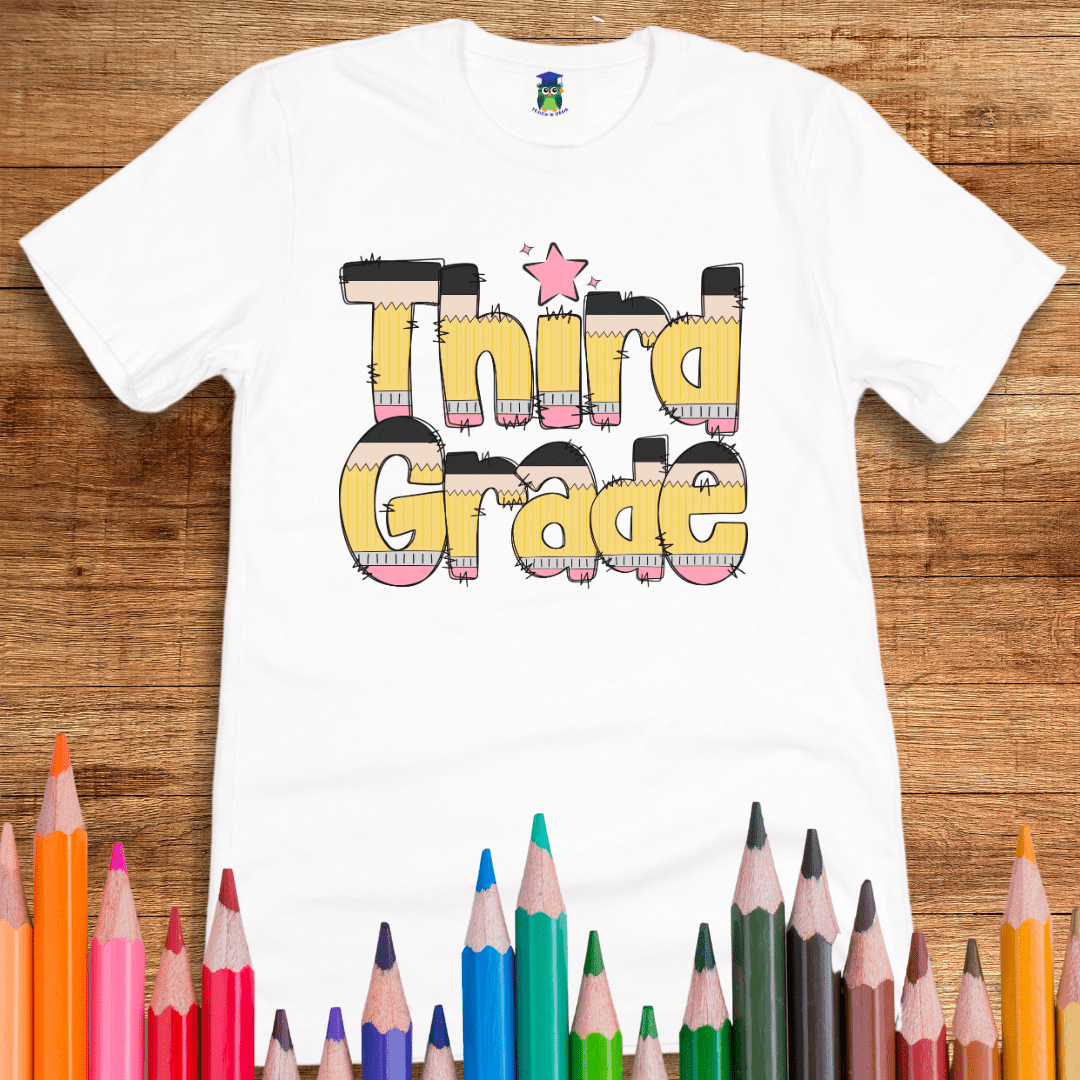 Pencils Third Grade Teacher T-Shirt - teachngear