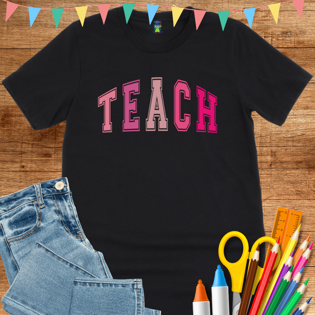 Pink TEACH Teacher T-Shirt - teachngear