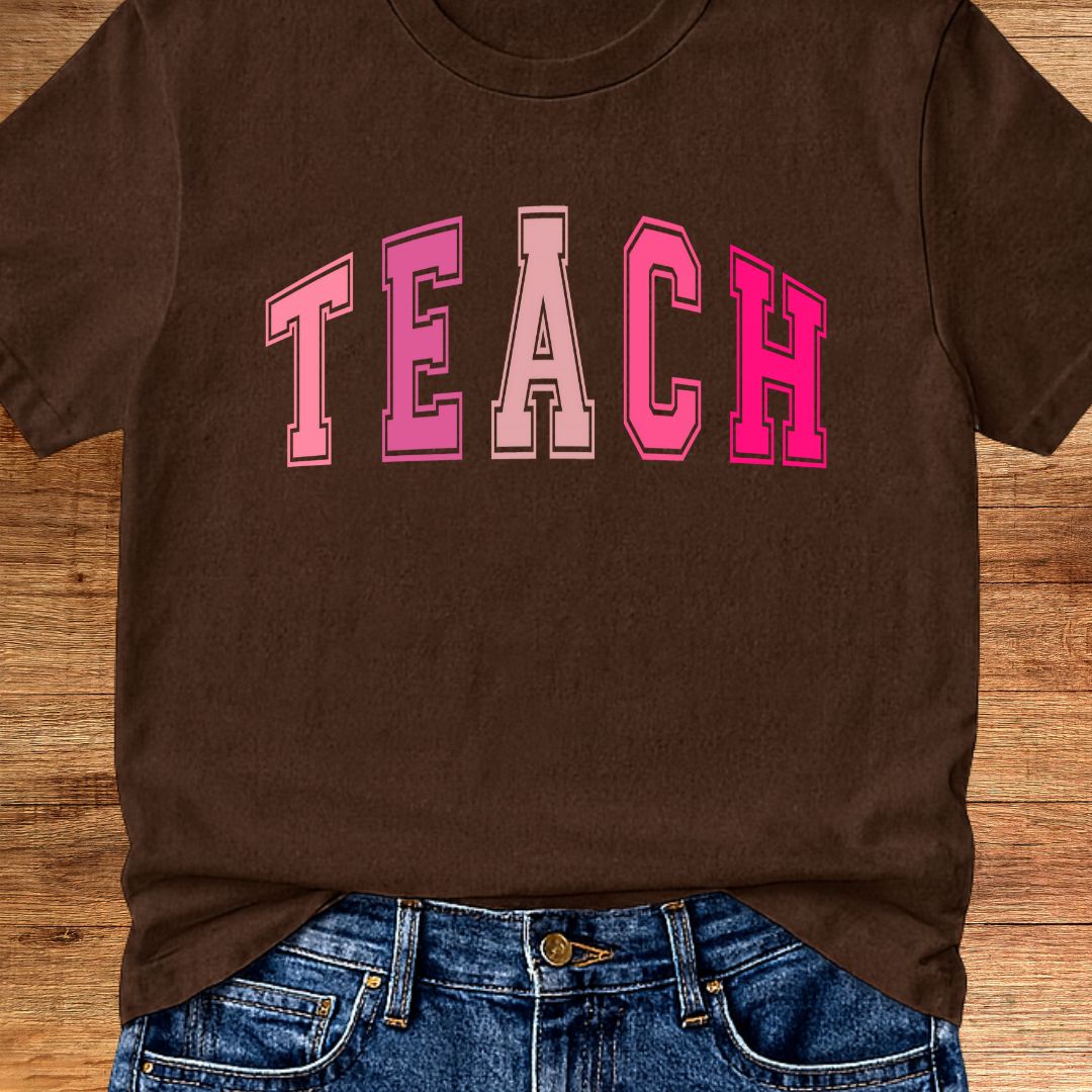 Pink TEACH Teacher T-Shirt - teachngear