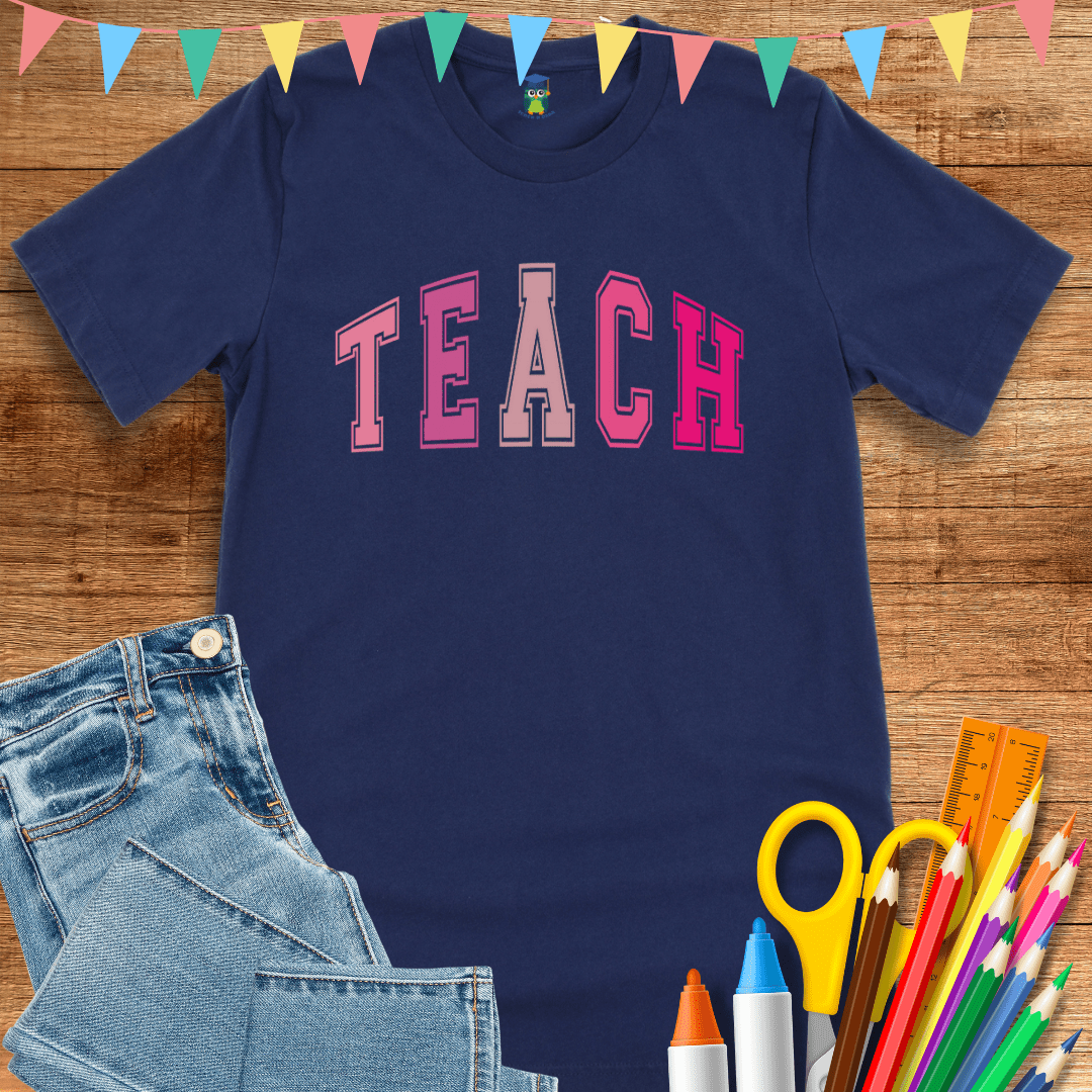 Pink TEACH Teacher T-Shirt - teachngear
