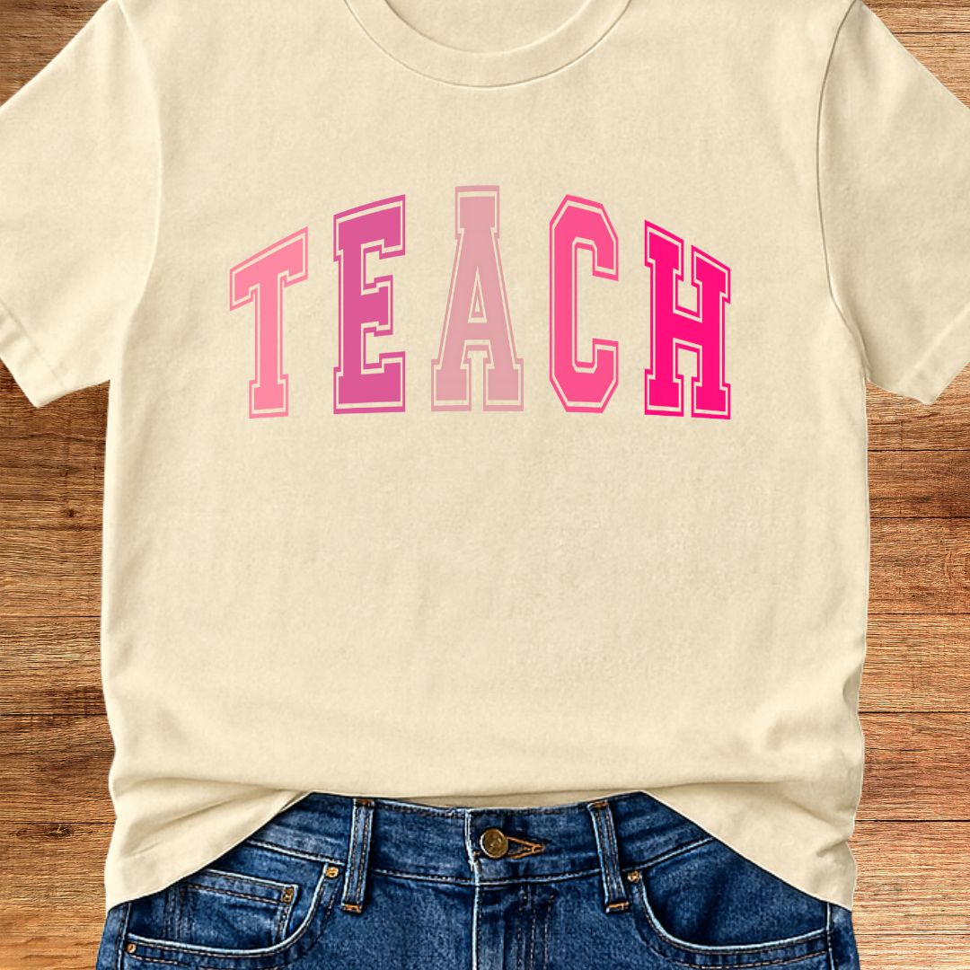 Pink TEACH Teacher T-Shirt - teachngear