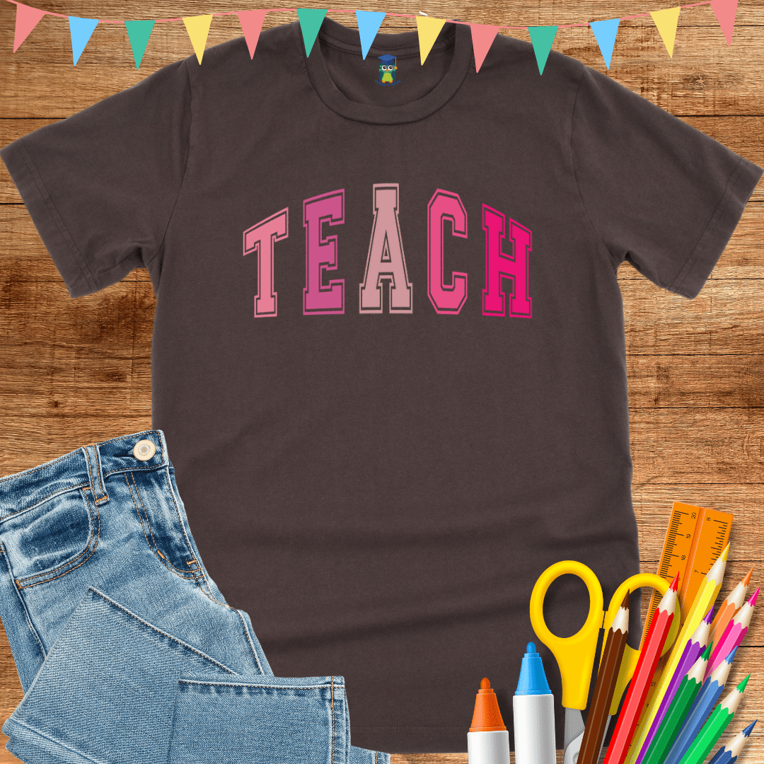 Pink TEACH Teacher T-Shirt - teachngear