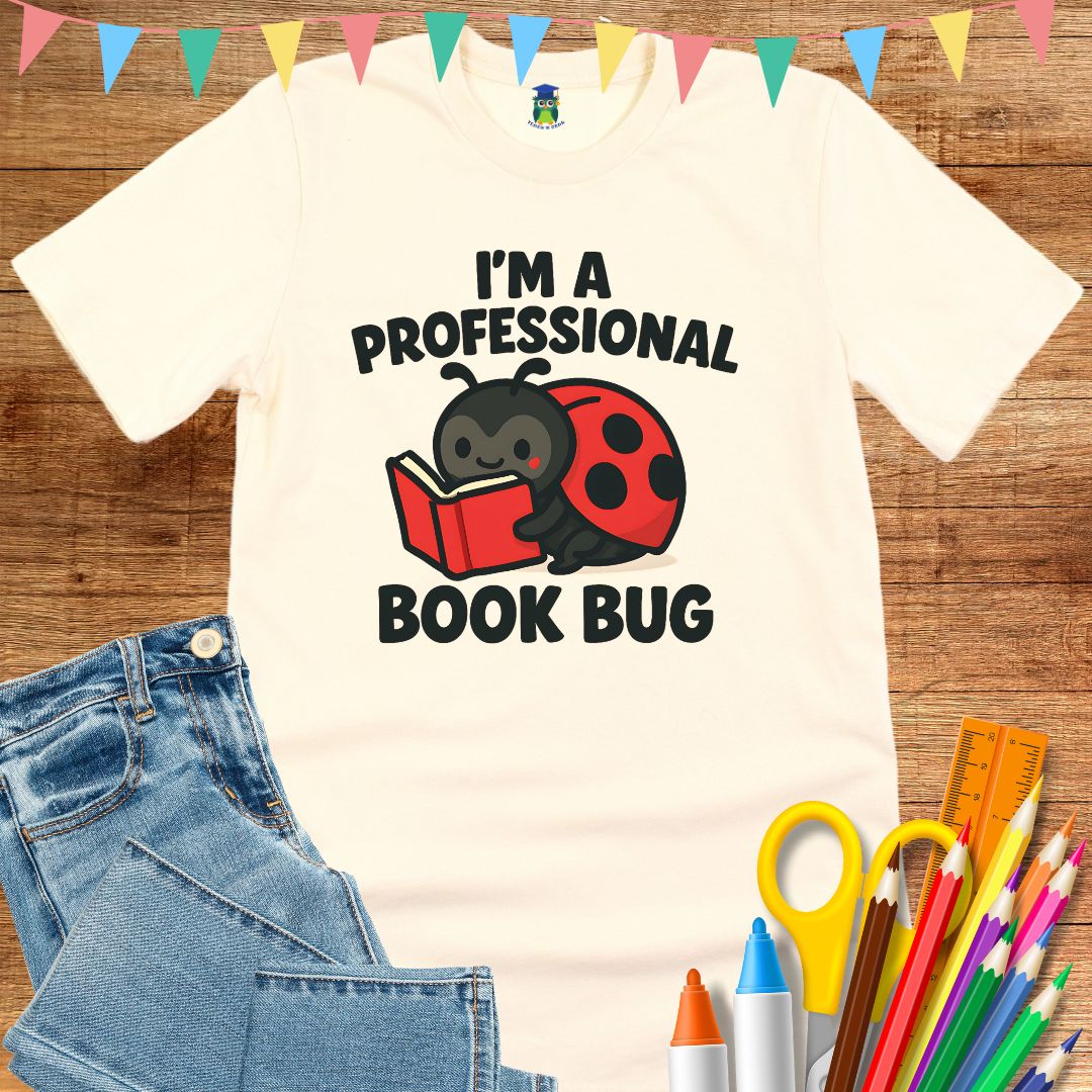 Professional Book Bug Teacher T-Shirt - teachngear